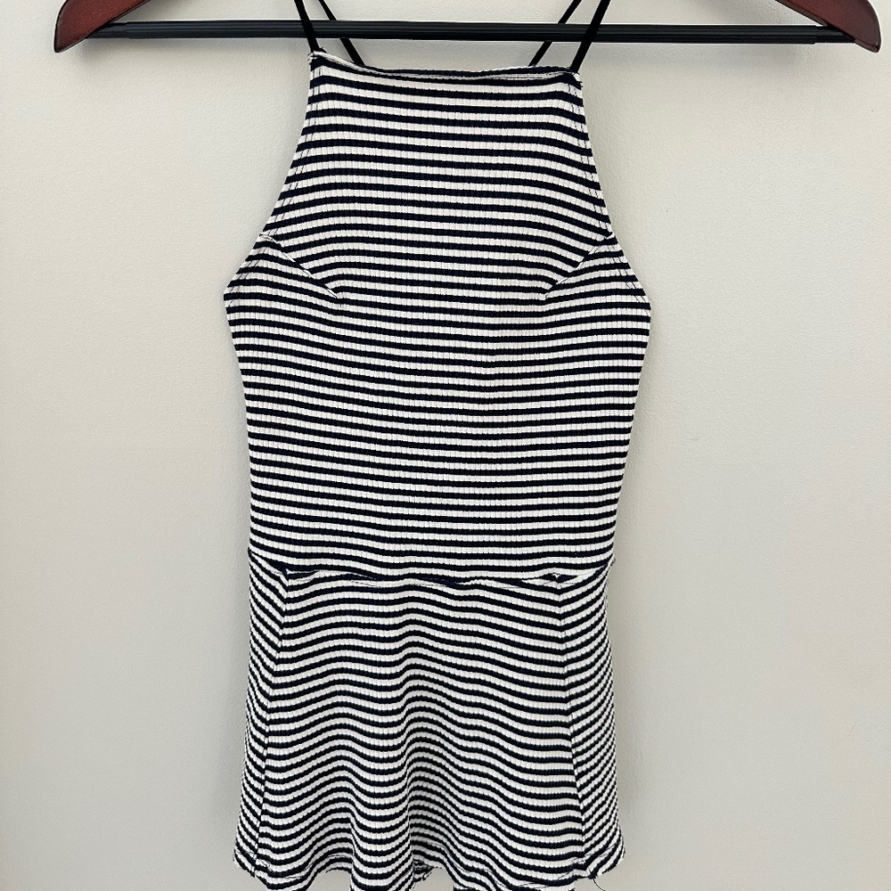 Free People Striped Open Back Peplum Tank SZ XS